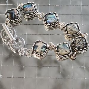 Elegant Blue and Silver Beaded Bracelet